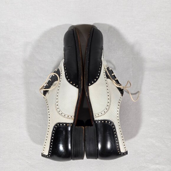 Vintage SPECTATOR COLE HAAN Black&White Wingtip Oxford Dress Shoes Size 9D ITALY - Picture 11 of 17